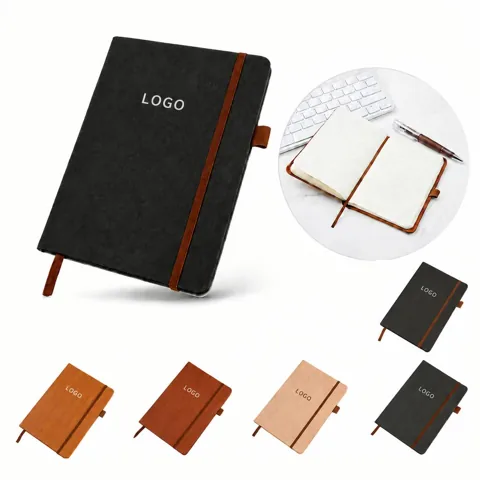 Wood Grain Faux Leather Notebook for Business Notes