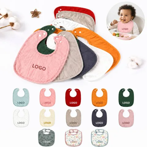 Adjustable Snap Cotton Gauze Bib for Baby Feeding