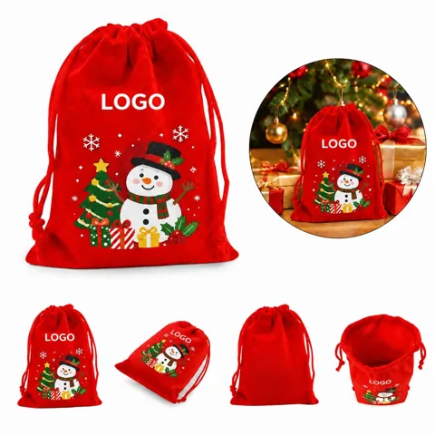 Red Christmas Candy Snack Gift Bag Reusable