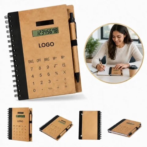 Spiral Notebook with Built-in Calculator Combo