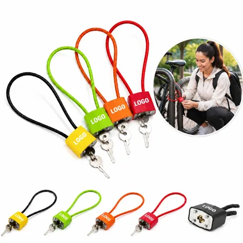 Long Cable Padlock with 3 Keys, Adjustable Security Lock