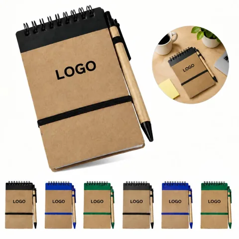 Genuine Leather Spiral Notebook with Pen