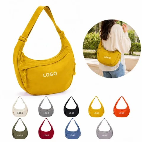 Spacious Lightweight Nylon Crossbody Bag Adjustable Strap