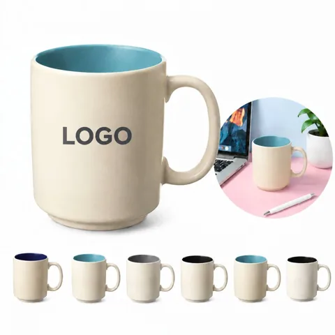 Two-Tone Matte Ceramic Coffee Mugs