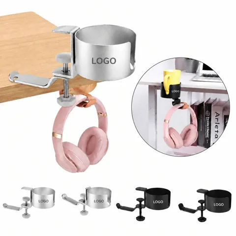 Aluminum Clip-On Desk Cup Holder for Drinks