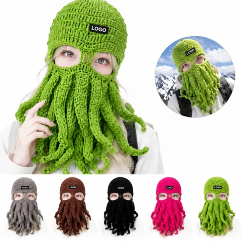 Winter Knit Beanie with Face Mask for Skiing and Outdoor