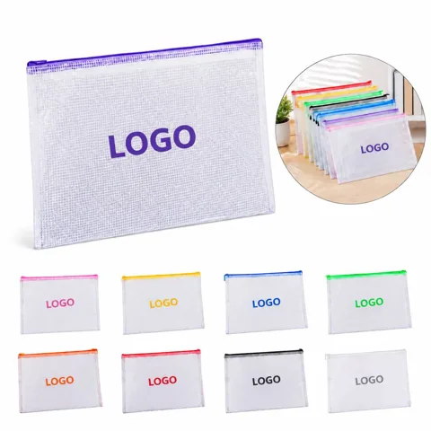 Clear Mesh Zipper Storage Pouch for Documents