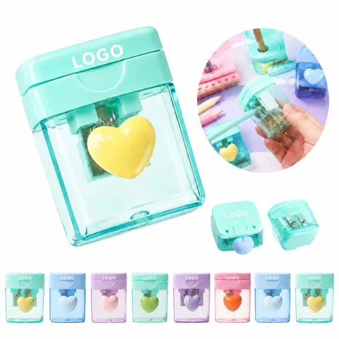 Heart Shaped Dual Hole Pencil Sharpener Macaron Color