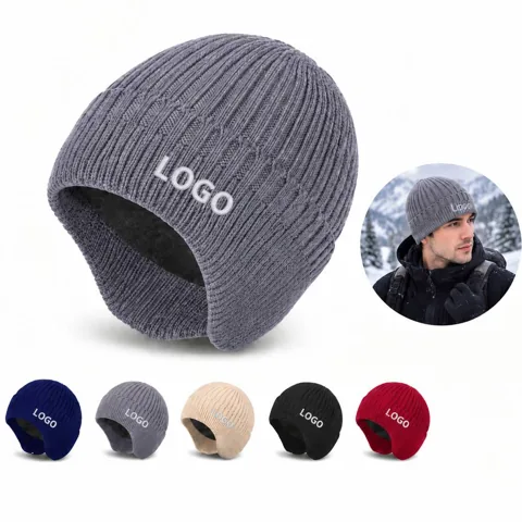 Winter Knit Beanie with Fold-Over Cuff for Adults