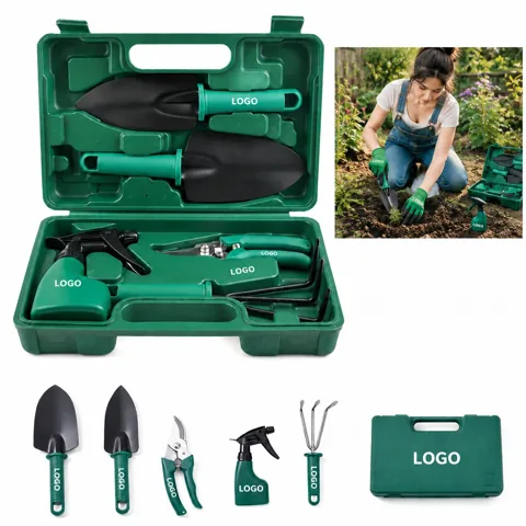 5-Piece Metal Hand Gardening Kit with Storage Case