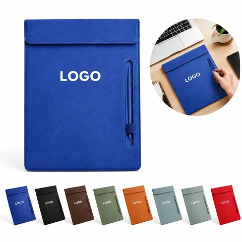 Full-Grain Leather A4 Conference Writing Pad with Secure