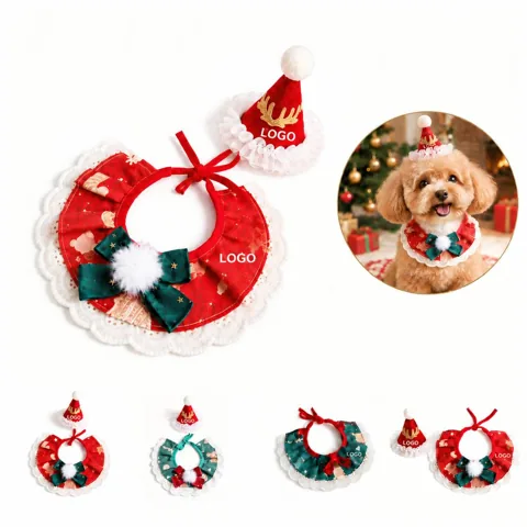 Festive Pet Christmas Hat and Scarf Set for Warmth