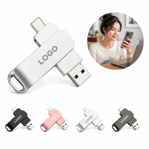 64GB Metal Dual USB-C Flash Drive for Data Storage