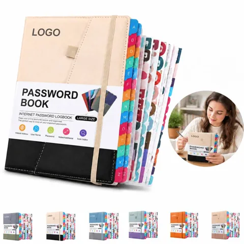 Secure Password Organizer Notebook with Label Stickers