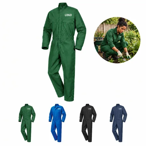 Cotton Work Coverall with Snap Front Closure