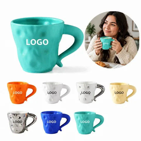Hand-Pressed Ceramic Coffee Mug Artisanal Glaze