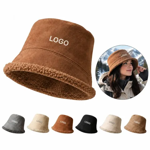 Warm Deerskin Leather Bucket Hat for Winter Fishing