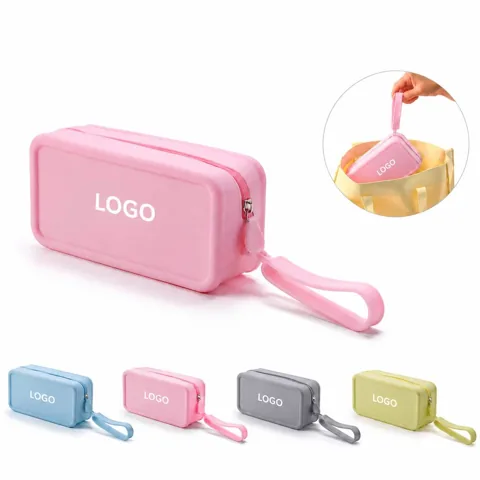 Water-Resistant Silicone Zipper Pouch for Keys Coins Cards