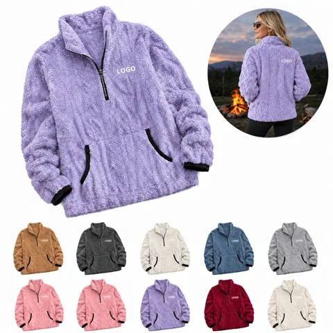 Textured Half-Zip Sweatshirt with Pocket