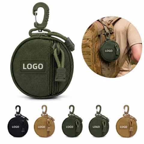Compact Tactical Oxford Nylon Pouch with Keychain