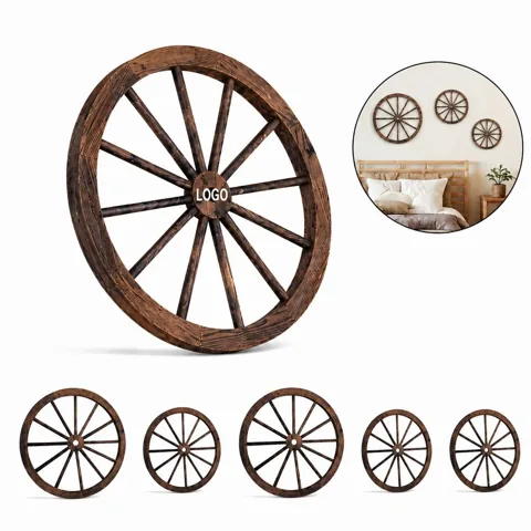 Rustic Wagon Wheel Wooden Wall Hanging Decor