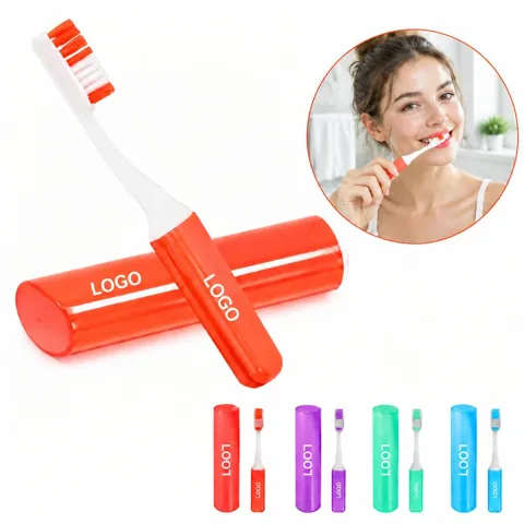 Foldable Travel Toothbrush with Soft Bristles and Cap