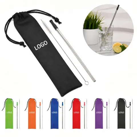 Eco-Friendly Stainless Steel Drinking Straw Kit with Brush