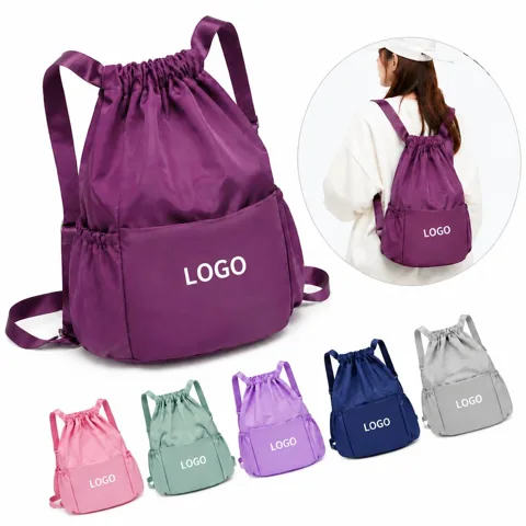Large Foldable Nylon Drawstring Bag for Gym Sports