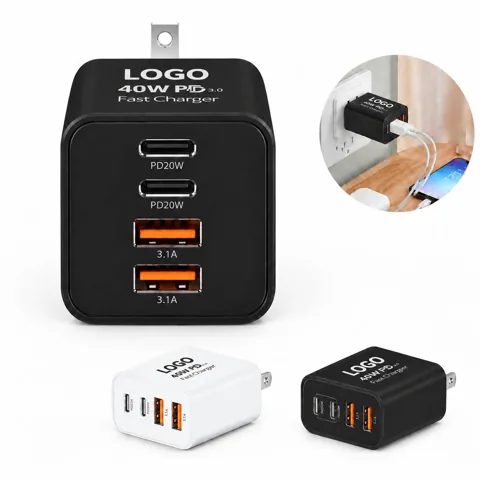 4-Port USB Charger with Foldable Plug 20W
