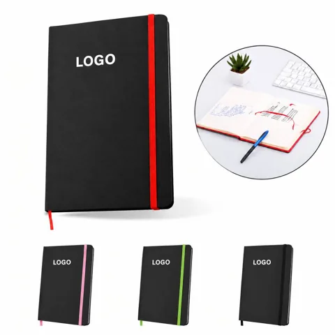 Matte Cover Notebook with Elastic Closure and Ribbon