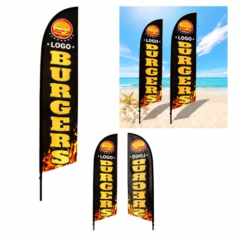 Outdoor Ground Spike Sail Sign Single-Sided Weatherproof