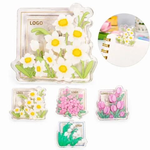 Square Clear Acrylic Note Holder Clip for Desk Organization