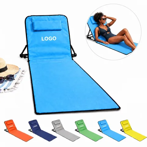 Portable Reclining Beach Lounge Chair with Pillow