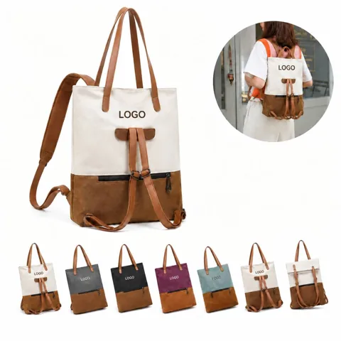 Canvas Striped Shoulder Bag with Adjustable Strap