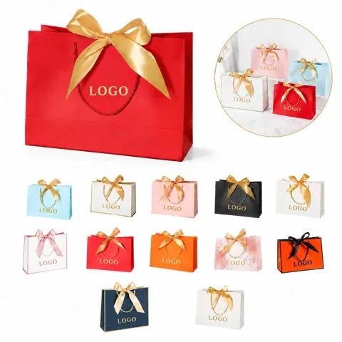 Decorative Bow Gift Bag with Handles for Presents