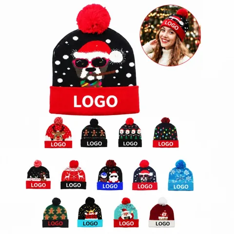 LED Light Knitted Winter Hat for Holiday