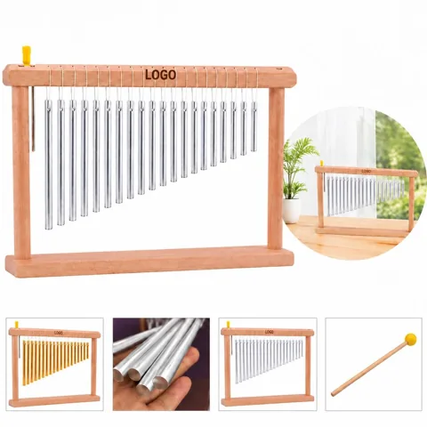 Tabletop Wind Chime with Wooden Base for Indoor Decor
