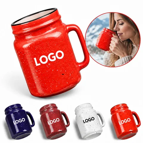 Glossy Ceramic Mason Jar Coffee Mug