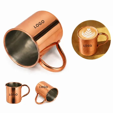 Hammered Copper-Plated Steel Mug for Cold Drinks