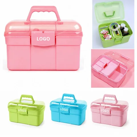 Double-Layer Portable Cosmetic Organizer Box