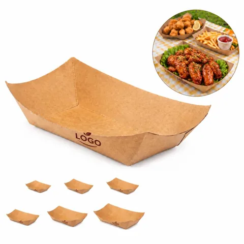 Customizable Grease-Resistant Kraft Paper Food Boat Tray