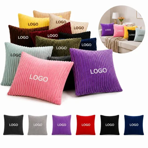 Ribbed Texture Plush Pillow Cover for Standard Bed Pillows