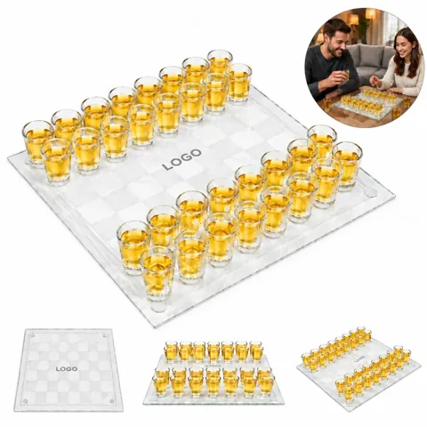 Wine Glass Shaped Crystal Chess Set for Home Decor