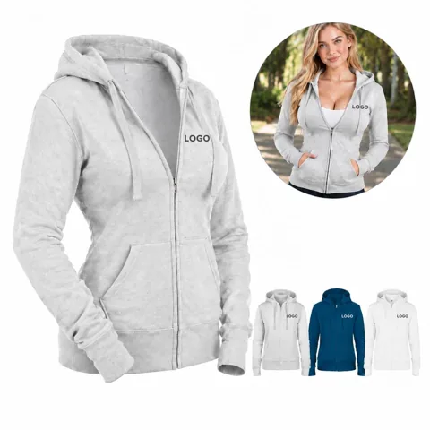 Women's Full-Zip Fleece Hoodie with Kangaroo Pocket