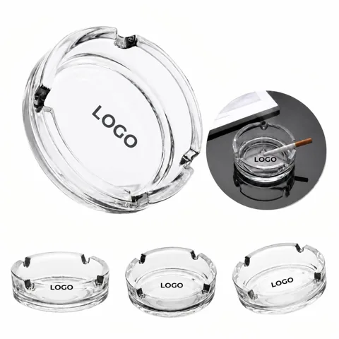 Round Glass Ashtray for Indoor Outdoor Smoking Areas