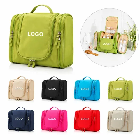 Compact Travel Toiletry Bag with Dual Zipper Compartments