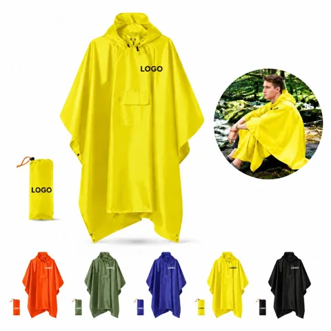 Lightweight Foldable Rain Poncho with Hood Compact Pack