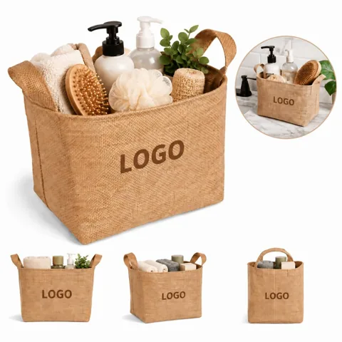 Collapsible Burlap Linen Toy Storage Basket