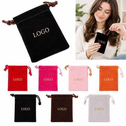 Soft Velvet Drawstring Jewelry Pouch Gift Bag