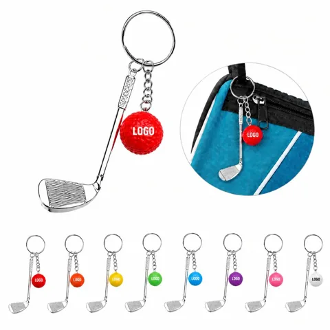Golf Club Shaped Metal Keychain